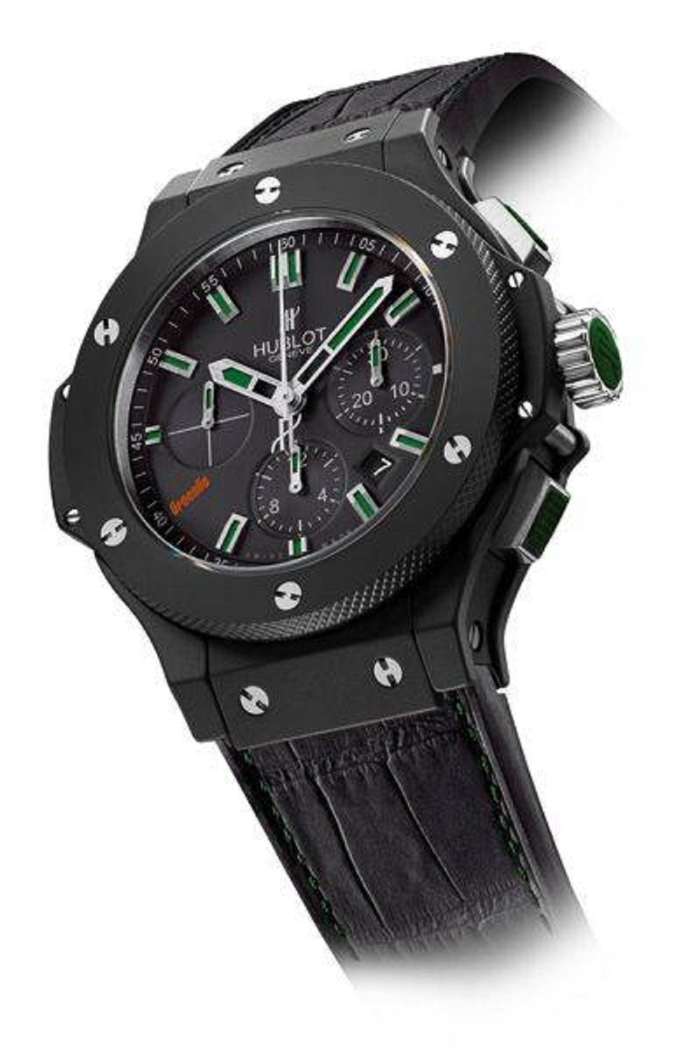 Big Bang Chrono Greengo in Black Ceramic - Limited Edition 40pcs. on Black Rubber Strap with Black Dial