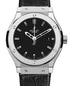 Classic Fusion 45mm in Titanium on Black Alligator Leather Strap with Mat Black Dial