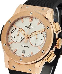 Classic Fusion 45mm Chronograph in Rose Gold on Black Rubber Strap with Opaline White Dial