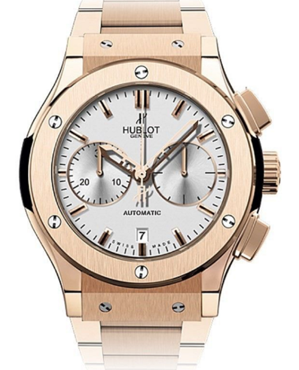 Classic Fusion 45mm in Rose Gold on Rose Gold Bracelet with Opaline White Dial