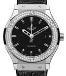Classic Fusion 42mm in Titanium with Diamond Bezel on Black Leather Strap with Mat Black Dial