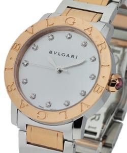 Bvlgari-Bvlgari 33mm Steel and Rose Gold 2-Tone on Bracelet with MOP Diamond Dial