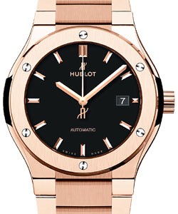Classic Fusion 42mm in Rose Gold on Rose Gold  Bracelet with Mat Black Dial