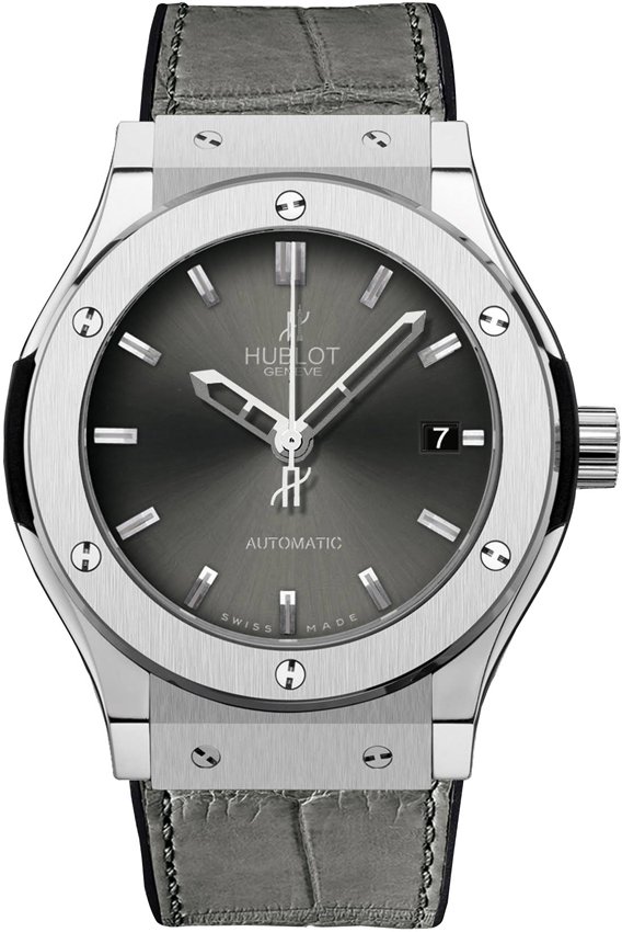 Classic Fusion Racing Grey 42mm in  Zirconium  on Grey Leather Strap with Grey Dial