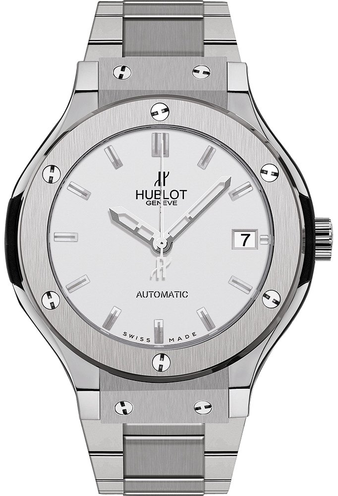 Classic Fusion 38mm in Titanium  on Titanium Bracelet with Opaline White Dial