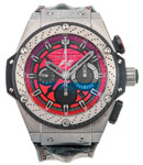 King Power Big Bang F1 Austin in Titanium on Black Leather Strap with Black Dial