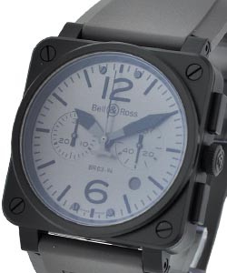 BR-03 94 Commando Chronograph in PVD Steel on Grey Rubber Strap with Grey Dial