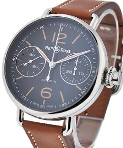 Chronographe Monopoussoir Heritage in Steel on Tan Calfskin Strap with Brown Dial