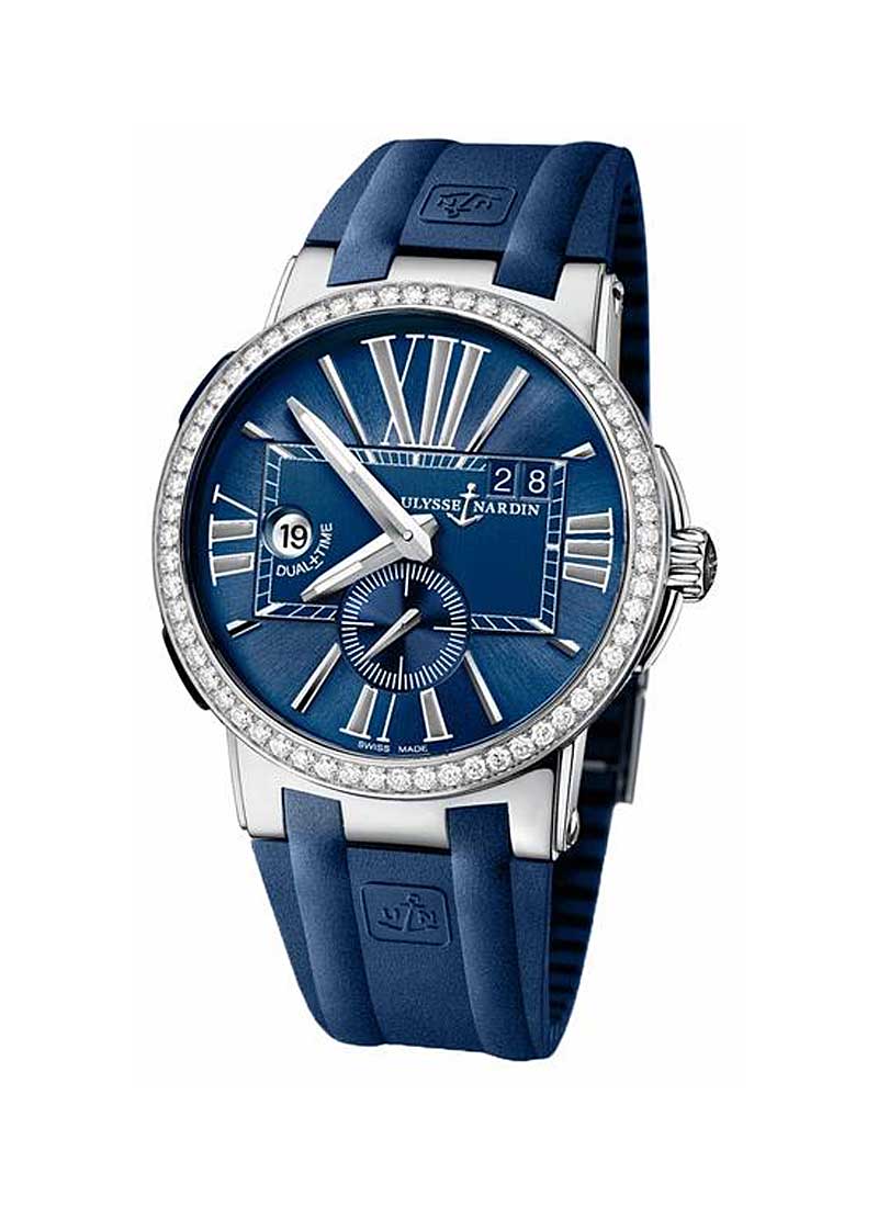 Ulysse Nardin Dual Time Executive 43mm in Steel with Diamond Bezel