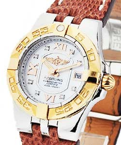 Galactic 30 Ladies  Quartz with MOP Diamond Dial Steel with Rose Gold Bezel on Brown Strap 