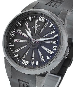 Turbine Poker Straight Flush in DLC Stainless Steel On Black Rubber Strap with Black Dial with Poker Cards