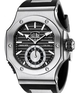 Endurer Chronosprint in Steel on Black Rubber Strap with Black Dial