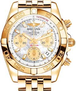 Chronomat 41 Automatic Chronograph in Rose Gold On Rose Gold Bracelet with Mother of Pearl Dial and Gold Subdials