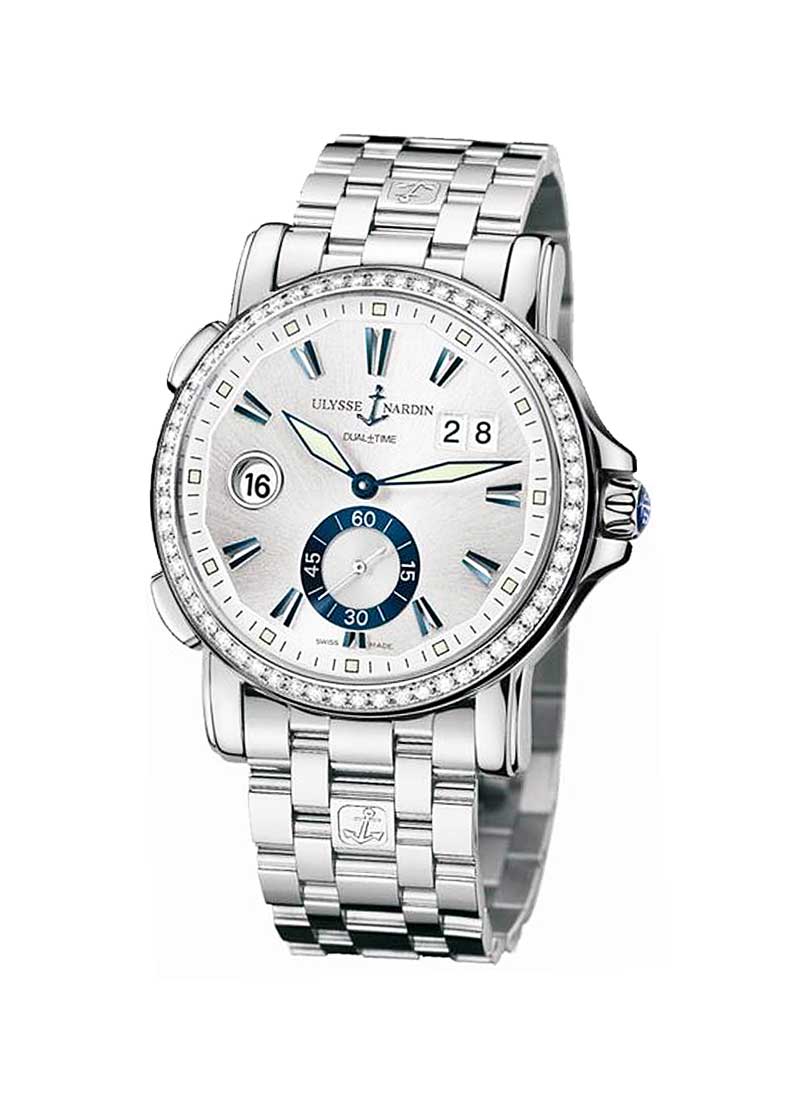 Ulysse Nardin Dual Time Small Second 42mm in Steel with Diamond Bezel