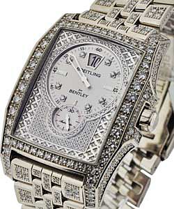 Bentley Flying B Chronograph -White Gold -Diamond Bezel on White Gold Bracelet with Silver Diamond Dial