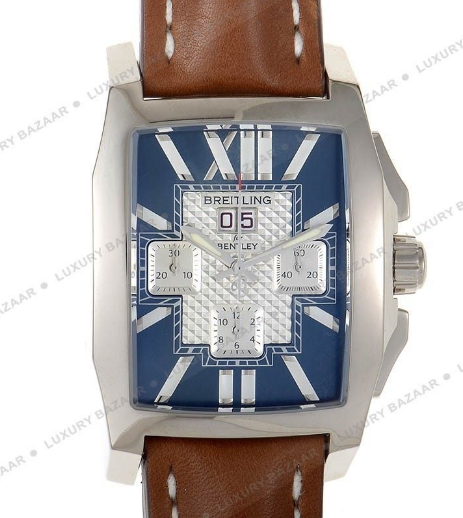 Bentley Flying B Chronograph in White Gold On Brown Calfskin Leather Strap with Blue Dial