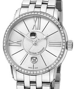 Classico Luna 40mm in Stainless Steel with Diamond Bezel on Steel Bracelet with Silver Dial