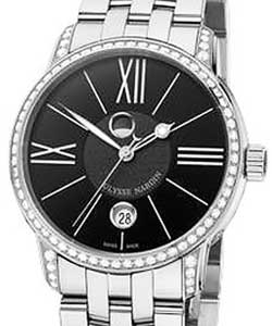 Classico Luna 40mm in Stainless Steel with Diamond Bezel on Steel Bracelet with Black Dial