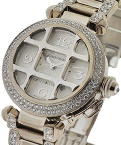 Pasha 32mm with Diamond Grid and Diamond Bracelet White Gold with 2-row Diamond Bezel