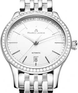 Les Classique Date Ladies with Diamond Bezel Steel on Bracelet with Silver Dial