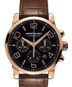  Timewalker Chronograph Automatic Rose Gold on Brown Leather Strap with Black Dial