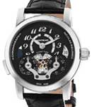 Nicolas Rieussec Chronograph Automatic in Steel on Black Crocodile Leather Strap with Black Dial