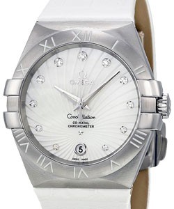 Omega Constellation in Steel on White Alligator Leather Strap with MOP Dial