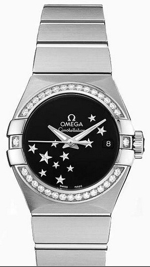 Constellation Brushed Chronometer in Steel with Diamond Bezel on Steel Bracelet with Black Dial