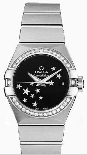 Constellation Brushed Chronometer in Steel with Diamond Bezel on Steel Bracelet with Black Dial