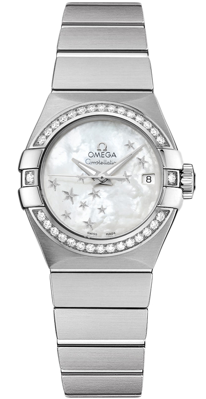 Constellation Brushed Chronometer in Steel with Diamond Bezel on Steel Bracelet with White MOP Dial