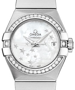 Constellation Brushed Chronometer in Steel with Diamond Bezel on Steel Bracelet with White MOP Dial