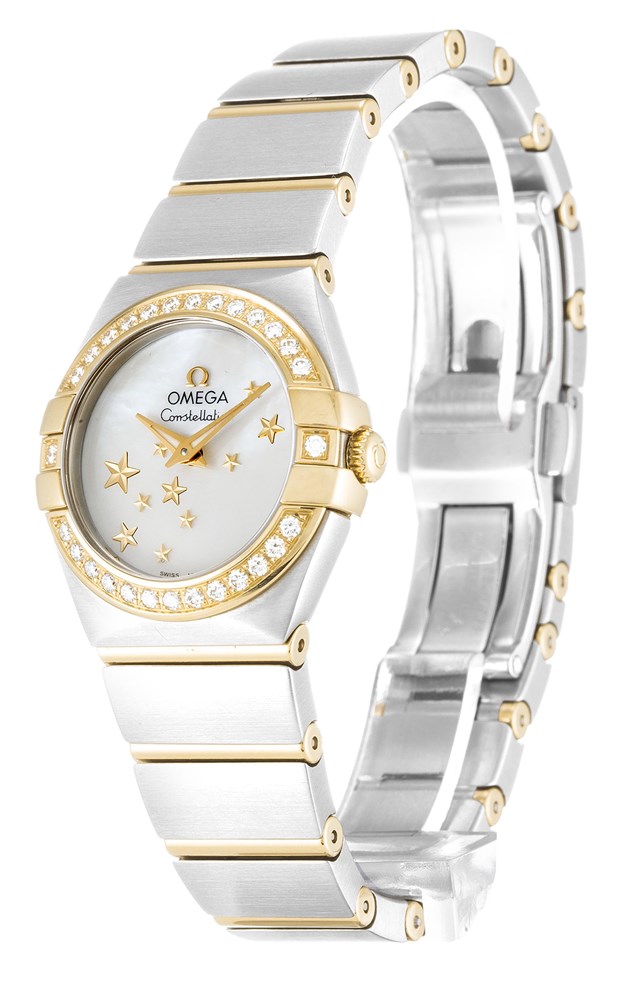 Omega Constellation Quartz 24mm in Steel and Yellow Gold with Diamond Bezel