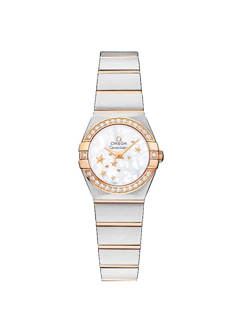 Omega Constellation Quartz 24mm in Steel and Rose Gold with Diamond Bezel