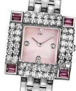 Myriade in White Gold with Diamond Bezel on Bracelet with Pink Mother of Pearl Diamond Dial