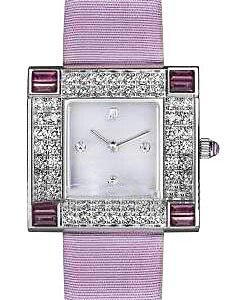 Myriade in White Gold with 2 Row Factory Diamond Bezel  on Purple Satin Strap with Pink MOP Dial