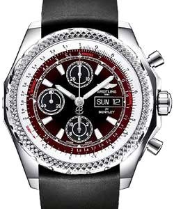 Bentley Collection GT Chronograph Racing Men's in Steel On Black Rubber Strap with Black Dial -Burgundy Accent