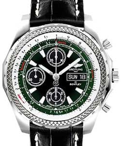 Bentley Collection GT Chronograph Racing Men's in Steel On Black Crocodile Strap with Black Dial - Green Accent