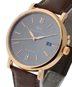 Portofino Automatic in Rose Gold on Brown Leather Strap with Grey Dial