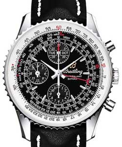 Montbrillant Datora Men's Automatic Chronograph - Steel On Black Leather Strap with Black Dial