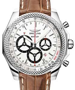 Bentley Barnato Chronograph in Steel on Brown Crocodile Strap with Silver Storm Dial