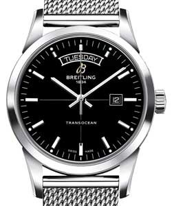 Transocean Day-Date Series Men''s Automatic in Steel On Ocean Classic Steel Bracelet with Black Dial