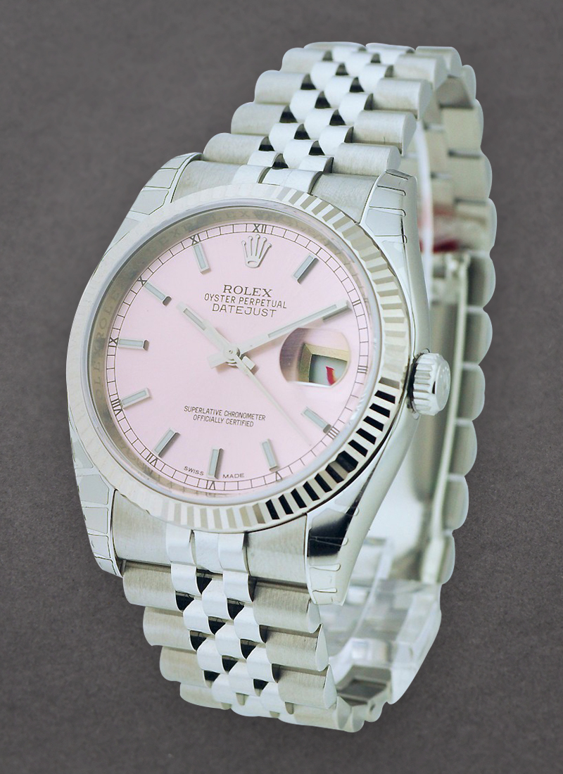 Rolex Unworn Datejust in Steel with White Gold Fluted Bezel