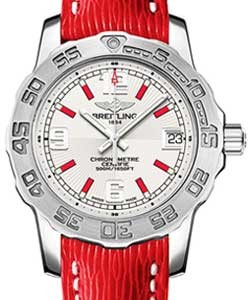 Colt Aeromarine Ladies 33mm  Quartz in Steel On Red Lizard Leather Strap with Silver Dial and Red Hour Marker