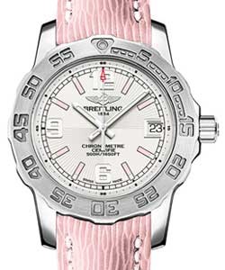 Colt Aeromarine Ladies 33mm  Quartz in Steel Orange Leather Strap - Silver Dial Pink Hour Marker