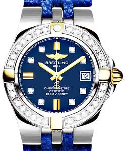 Galactic 30 Ladies' Quartz in 2-Tone w/ Diamond Bezel On Blue Lizard Leather Strap with Blue Roman Dial
