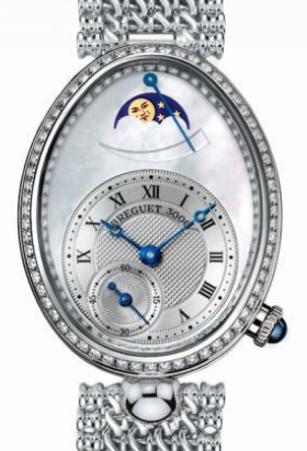 Queen of Naples Power Reserve in White Gold with Diamond Bezel on White Gold Bracelet with MOP Dial