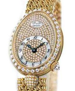 Reine de Naples Yellow Gold-Diamonds on Bracelet w/ Paved Diamond Dial