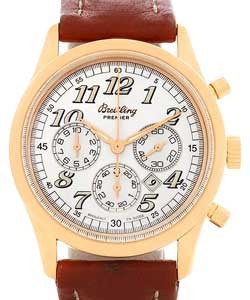 Navitimer Premier Automatic in Rose Gold On Brown Leather Strap with Silver Dial