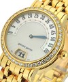 Arena RetroWomens Contemporary with Diamond Bezel On Yellow Gold Bracelet with White MOP and Silver Dial