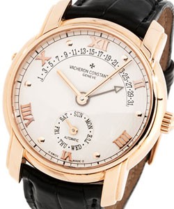 31 Day Retrograde in Rose Gold on Black Crocodile Leather Strap with White Dial